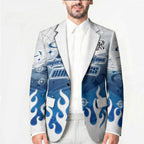 Personalized Canterbury Bankstown Bulldogs Blazer Y2K Grunge Aesthetic With Cyber Flames and Starburst Graphics