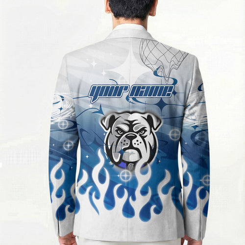 Personalized Canterbury Bankstown Bulldogs Blazer Y2K Grunge Aesthetic With Cyber Flames and Starburst Graphics