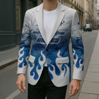 Personalized Canterbury Bankstown Bulldogs Blazer Y2K Grunge Aesthetic With Cyber Flames and Starburst Graphics
