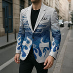 Personalized Canterbury Bankstown Bulldogs Blazer Y2K Grunge Aesthetic With Cyber Flames and Starburst Graphics