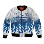 Personalized Canterbury Bankstown Bulldogs Bomber Jacket Y2K Grunge Aesthetic With Cyber Flames and Starburst Graphics