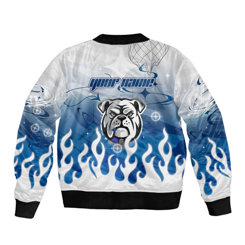 Personalized Canterbury Bankstown Bulldogs Bomber Jacket Y2K Grunge Aesthetic With Cyber Flames and Starburst Graphics