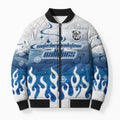 Personalized Canterbury Bankstown Bulldogs Bomber Puffer Jacket Y2K Grunge Aesthetic With Cyber Flames and Starburst Graphics