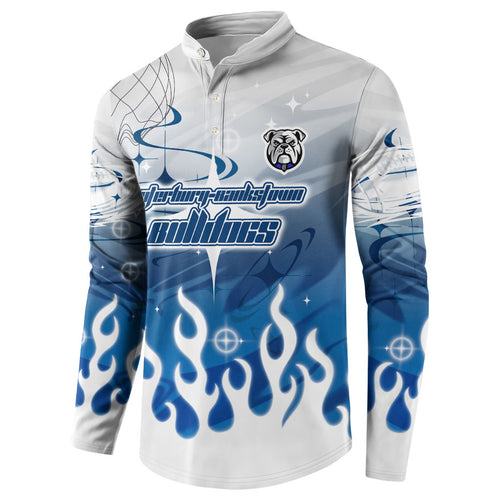 Personalized Canterbury Bankstown Bulldogs Button Sweatshirt Y2K Grunge Aesthetic With Cyber Flames and Starburst Graphics