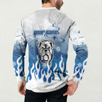 Personalized Canterbury Bankstown Bulldogs Button Sweatshirt Y2K Grunge Aesthetic With Cyber Flames and Starburst Graphics