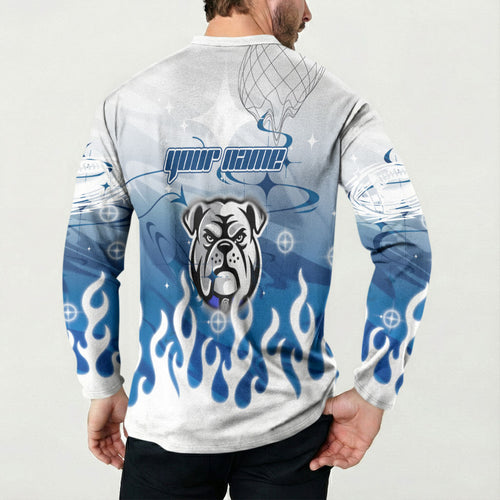 Personalized Canterbury Bankstown Bulldogs Button Sweatshirt Y2K Grunge Aesthetic With Cyber Flames and Starburst Graphics