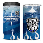 Personalized Canterbury Bankstown Bulldogs 4 in 1 Can Cooler Tumbler Y2K Grunge Aesthetic With Cyber Flames and Starburst Graphics