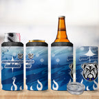 Personalized Canterbury Bankstown Bulldogs 4 in 1 Can Cooler Tumbler Y2K Grunge Aesthetic With Cyber Flames and Starburst Graphics