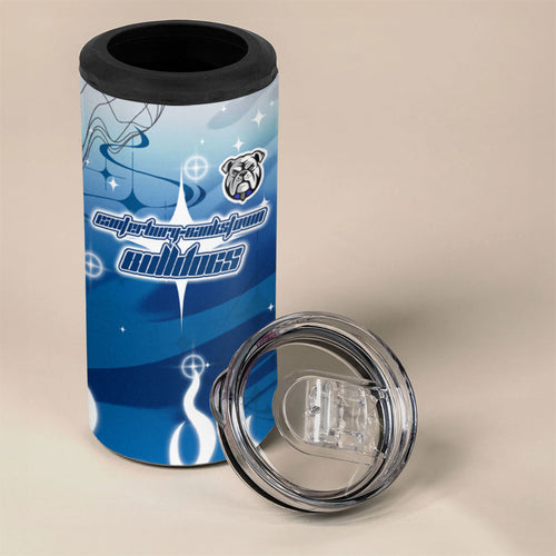 Personalized Canterbury Bankstown Bulldogs 4 in 1 Can Cooler Tumbler Y2K Grunge Aesthetic With Cyber Flames and Starburst Graphics