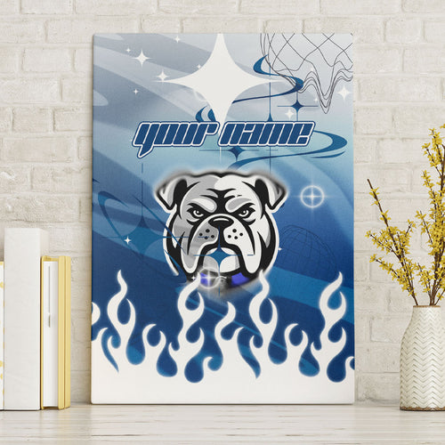 Personalized Canterbury Bankstown Bulldogs Canvas Wall Art Y2K Grunge Aesthetic With Cyber Flames and Starburst Graphics