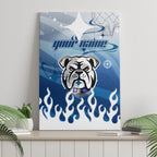 Personalized Canterbury Bankstown Bulldogs Canvas Wall Art Y2K Grunge Aesthetic With Cyber Flames and Starburst Graphics