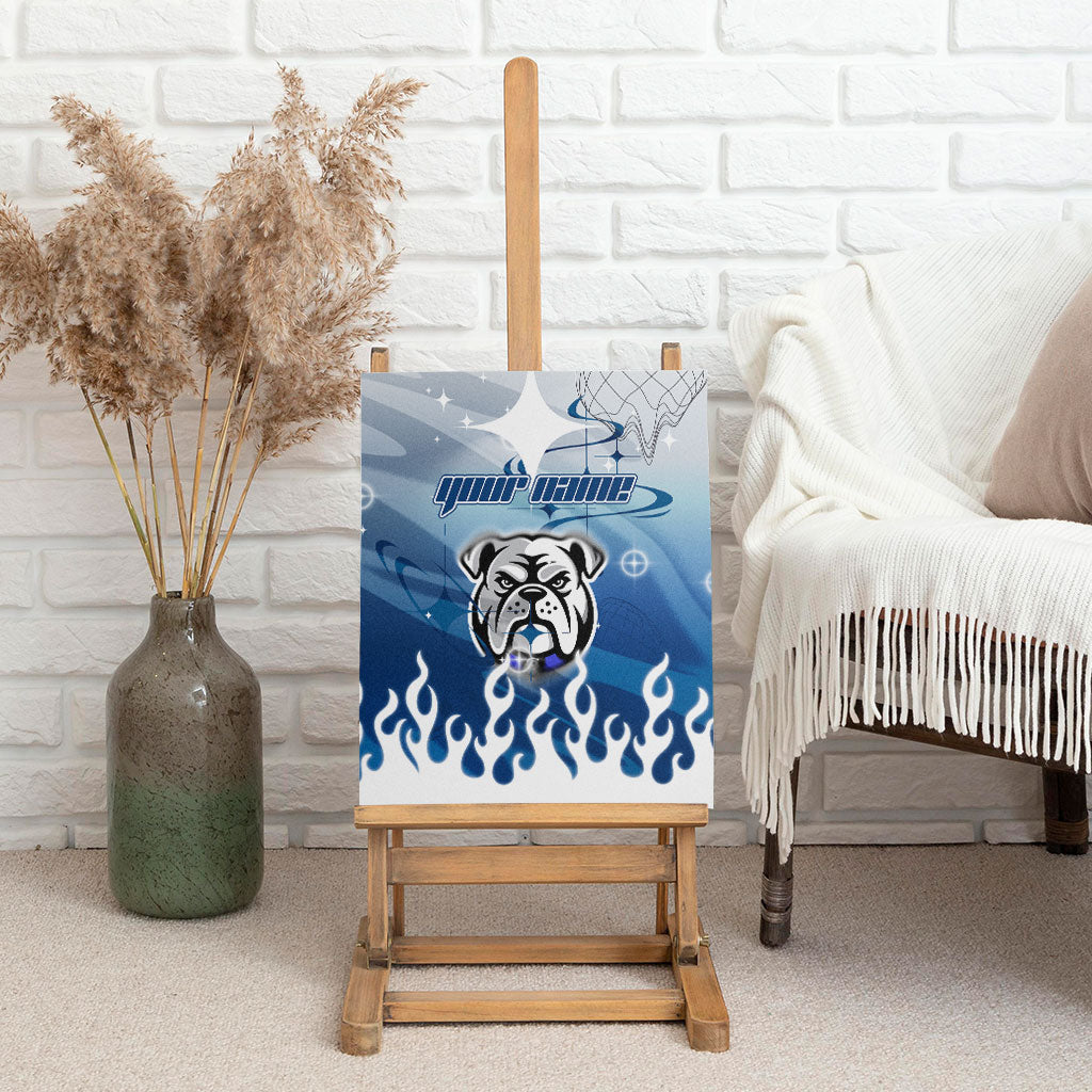 Personalized Canterbury Bankstown Bulldogs Canvas Wall Art Y2K Grunge Aesthetic With Cyber Flames and Starburst Graphics