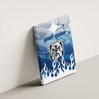 Personalized Canterbury Bankstown Bulldogs Canvas Wall Art Y2K Grunge Aesthetic With Cyber Flames and Starburst Graphics