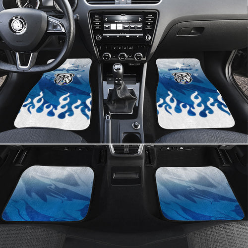 Personalized Canterbury Bankstown Bulldogs Car Mats Y2K Grunge Aesthetic With Cyber Flames and Starburst Graphics