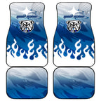 Personalized Canterbury Bankstown Bulldogs Car Mats Y2K Grunge Aesthetic With Cyber Flames and Starburst Graphics