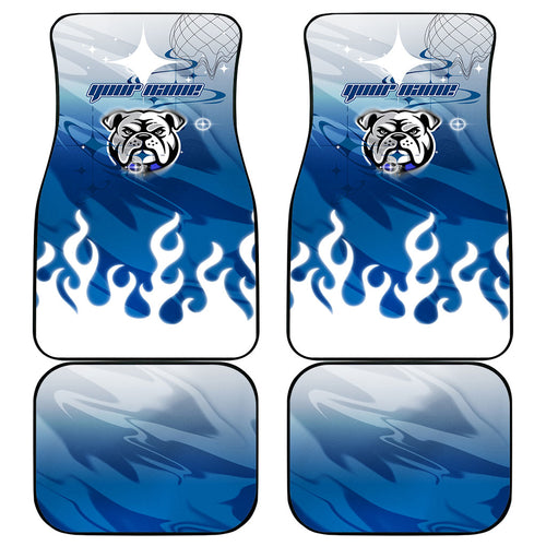 Personalized Canterbury Bankstown Bulldogs Car Mats Y2K Grunge Aesthetic With Cyber Flames and Starburst Graphics