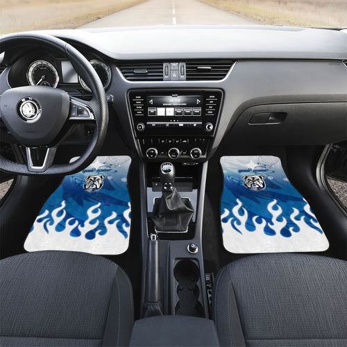 Personalized Canterbury Bankstown Bulldogs Car Mats Y2K Grunge Aesthetic With Cyber Flames and Starburst Graphics