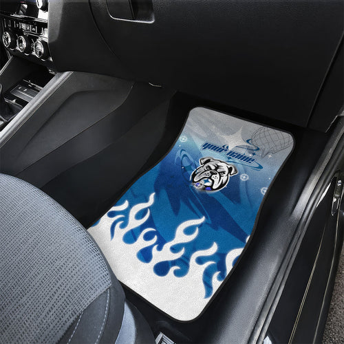 Personalized Canterbury Bankstown Bulldogs Car Mats Y2K Grunge Aesthetic With Cyber Flames and Starburst Graphics
