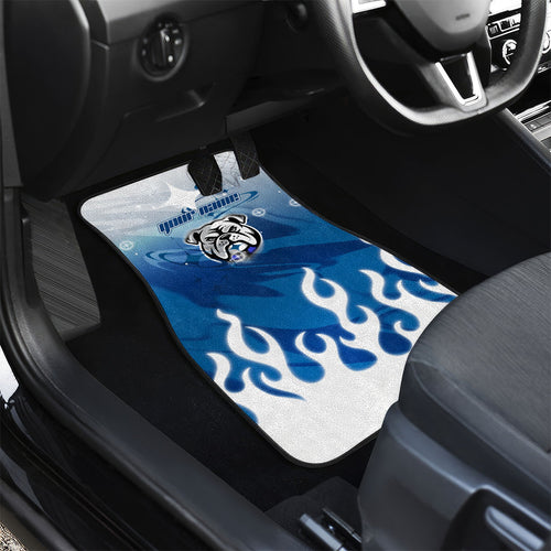 Personalized Canterbury Bankstown Bulldogs Car Mats Y2K Grunge Aesthetic With Cyber Flames and Starburst Graphics