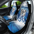 Personalized Canterbury Bankstown Bulldogs Car Seat Cover Y2K Grunge Aesthetic With Cyber Flames and Starburst Graphics
