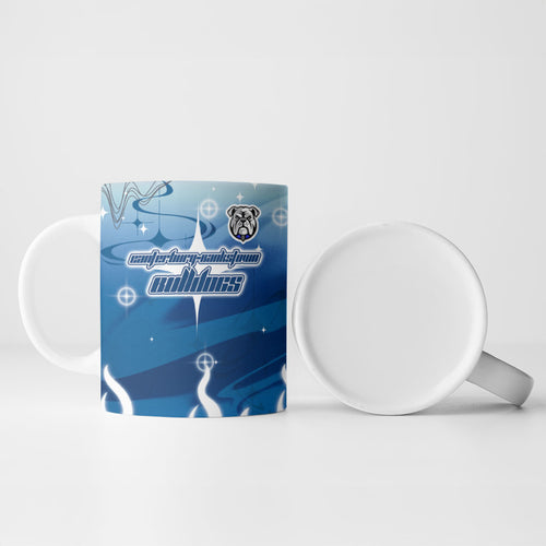 Personalized Canterbury Bankstown Bulldogs Ceramic Mug Y2K Grunge Aesthetic With Cyber Flames and Starburst Graphics