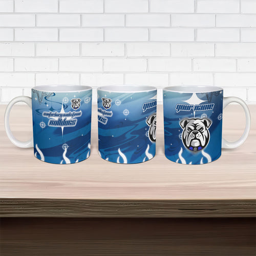 Personalized Canterbury Bankstown Bulldogs Ceramic Mug Y2K Grunge Aesthetic With Cyber Flames and Starburst Graphics
