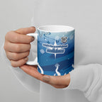 Personalized Canterbury Bankstown Bulldogs Ceramic Mug Y2K Grunge Aesthetic With Cyber Flames and Starburst Graphics