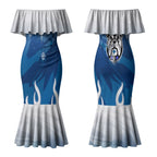 Personalized Canterbury Bankstown Bulldogs Couples Matching Mermaid Dress and Hawaiian Shirt Y2K Grunge Aesthetic With Cyber Flames and Starburst Graphics