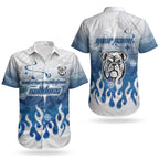 Personalized Canterbury Bankstown Bulldogs Couples Matching Off Shoulder Maxi Dress and Hawaiian Shirt Y2K Grunge Aesthetic With Cyber Flames and Starburst Graphics