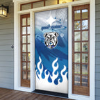 Personalized Canterbury Bankstown Bulldogs Door Cover Y2K Grunge Aesthetic With Cyber Flames and Starburst Graphics