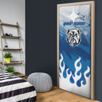 Personalized Canterbury Bankstown Bulldogs Door Cover Y2K Grunge Aesthetic With Cyber Flames and Starburst Graphics