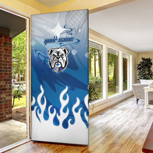 Personalized Canterbury Bankstown Bulldogs Door Cover Y2K Grunge Aesthetic With Cyber Flames and Starburst Graphics