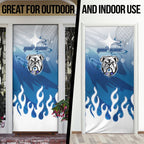 Personalized Canterbury Bankstown Bulldogs Door Cover Y2K Grunge Aesthetic With Cyber Flames and Starburst Graphics