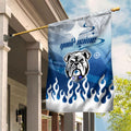 Personalized Canterbury Bankstown Bulldogs Garden Flag Y2K Grunge Aesthetic With Cyber Flames and Starburst Graphics