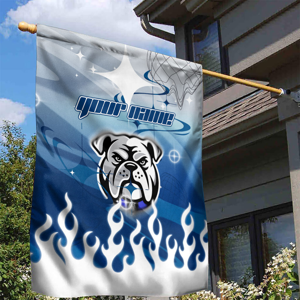 Personalized Canterbury Bankstown Bulldogs Garden Flag Y2K Grunge Aesthetic With Cyber Flames and Starburst Graphics
