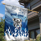 Personalized Canterbury Bankstown Bulldogs Garden Flag Y2K Grunge Aesthetic With Cyber Flames and Starburst Graphics