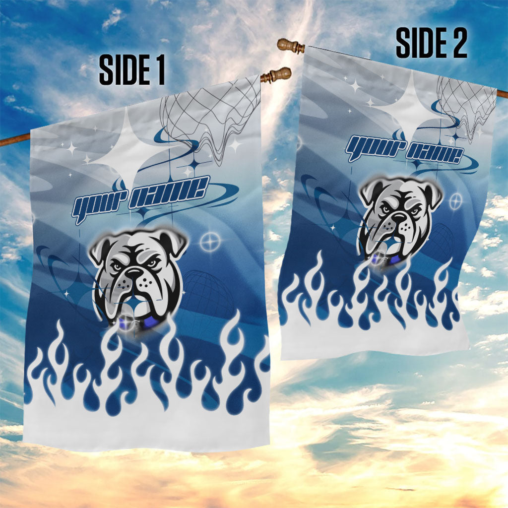 Personalized Canterbury Bankstown Bulldogs Garden Flag Y2K Grunge Aesthetic With Cyber Flames and Starburst Graphics