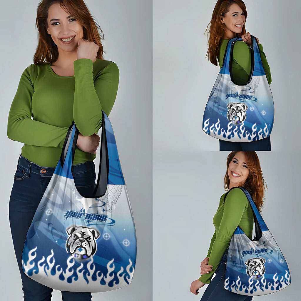 Personalized Canterbury Bankstown Bulldogs Grocery Bag Y2K Grunge Aesthetic With Cyber Flames and Starburst Graphics