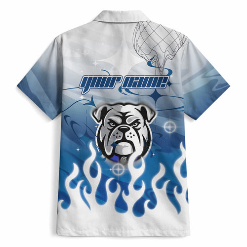 Personalized Canterbury Bankstown Bulldogs Hawaiian Shirt Y2K Grunge Aesthetic With Cyber Flames and Starburst Graphics