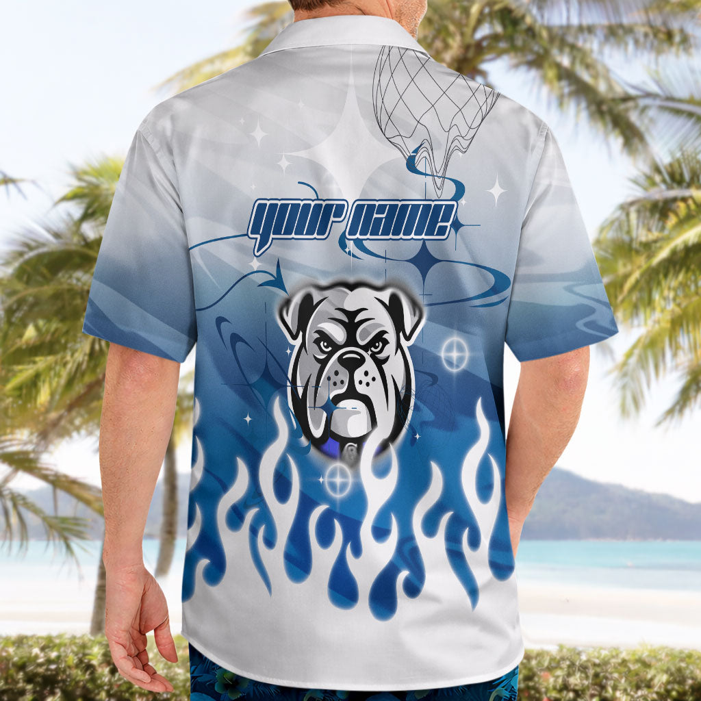 Personalized Canterbury Bankstown Bulldogs Hawaiian Shirt Y2K Grunge Aesthetic With Cyber Flames and Starburst Graphics