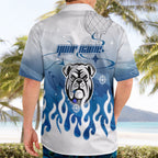 Personalized Canterbury Bankstown Bulldogs Hawaiian Shirt Y2K Grunge Aesthetic With Cyber Flames and Starburst Graphics