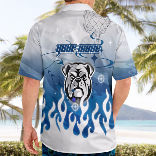Personalized Canterbury Bankstown Bulldogs Hawaiian Shirt Y2K Grunge Aesthetic With Cyber Flames and Starburst Graphics