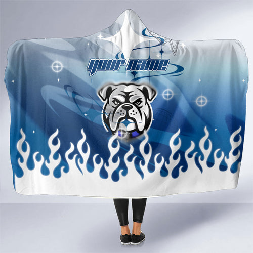 Personalized Canterbury Bankstown Bulldogs Hooded Blanket Y2K Grunge Aesthetic With Cyber Flames and Starburst Graphics