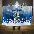 Personalized Canterbury Bankstown Bulldogs Hooded Blanket Y2K Grunge Aesthetic With Cyber Flames and Starburst Graphics