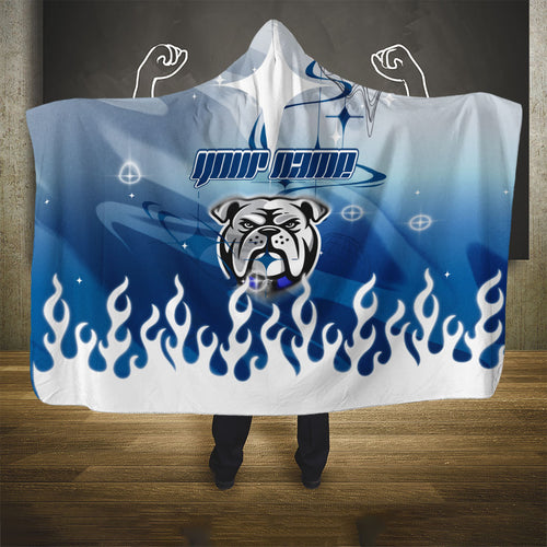Personalized Canterbury Bankstown Bulldogs Hooded Blanket Y2K Grunge Aesthetic With Cyber Flames and Starburst Graphics