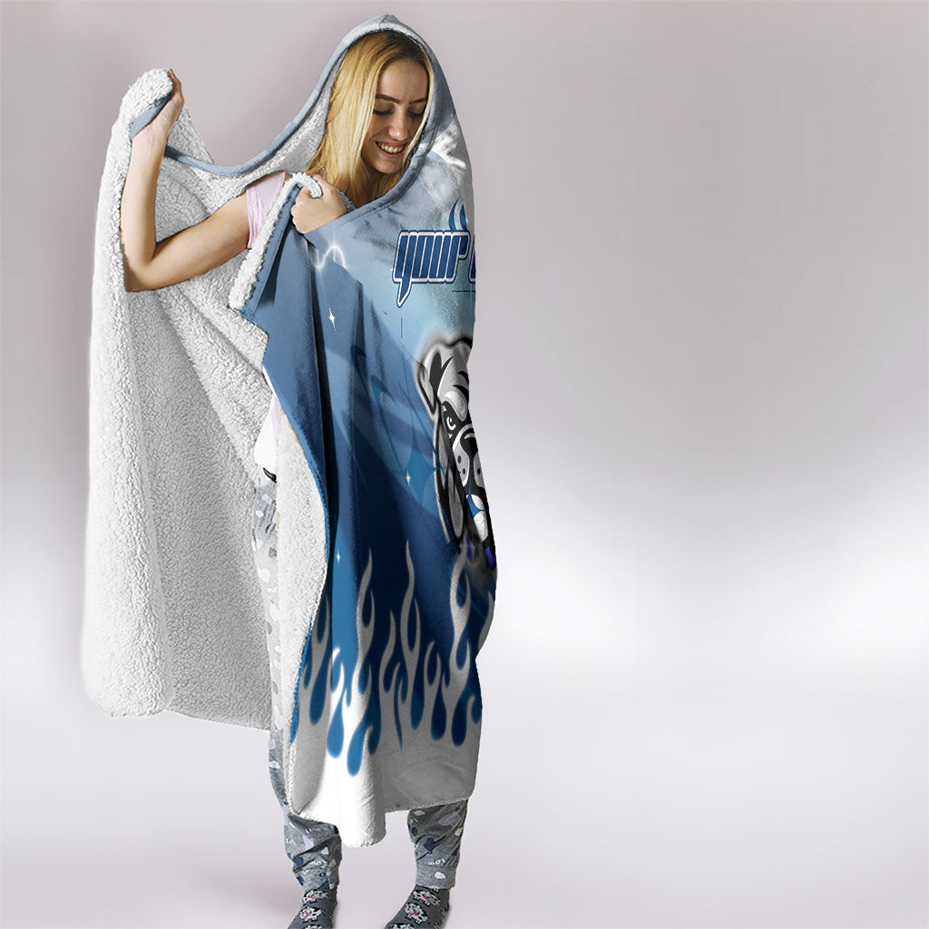 Personalized Canterbury Bankstown Bulldogs Hooded Blanket Y2K Grunge Aesthetic With Cyber Flames and Starburst Graphics
