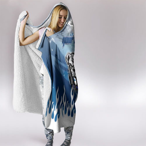 Personalized Canterbury Bankstown Bulldogs Hooded Blanket Y2K Grunge Aesthetic With Cyber Flames and Starburst Graphics