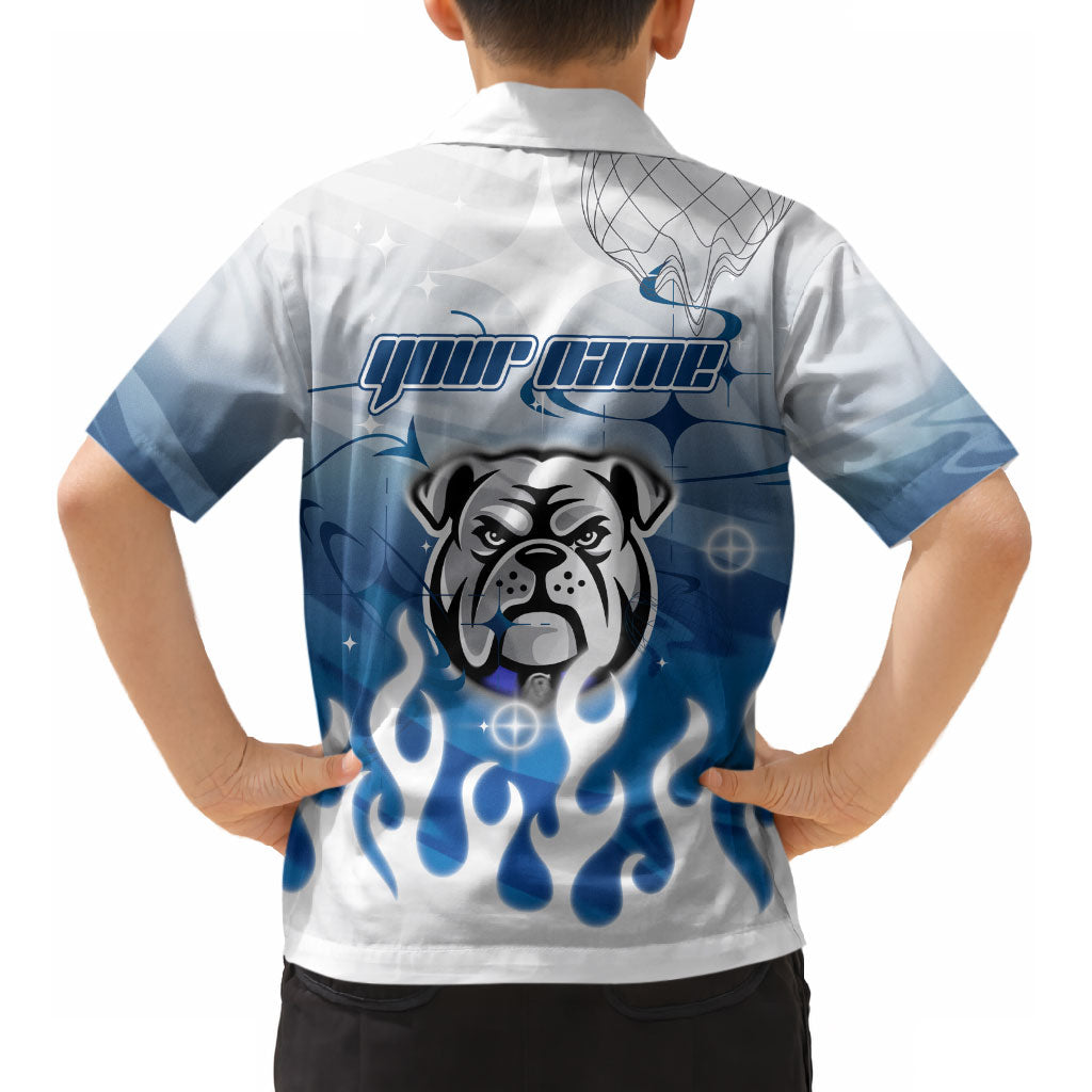 Personalized Canterbury Bankstown Bulldogs Kid Hawaiian Shirt Y2K Grunge Aesthetic With Cyber Flames and Starburst Graphics