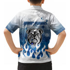 Personalized Canterbury Bankstown Bulldogs Kid Hawaiian Shirt Y2K Grunge Aesthetic With Cyber Flames and Starburst Graphics