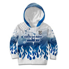 Personalized Canterbury Bankstown Bulldogs Kid Hoodie Y2K Grunge Aesthetic With Cyber Flames and Starburst Graphics
